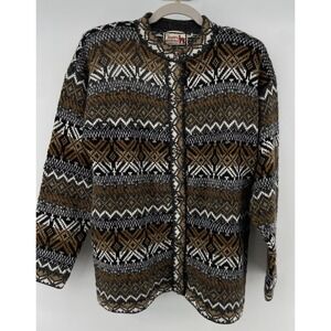 Vintage Alpaca Connection Sweater Womens Medium Cardigan Fair‎ Isle Peru Brown